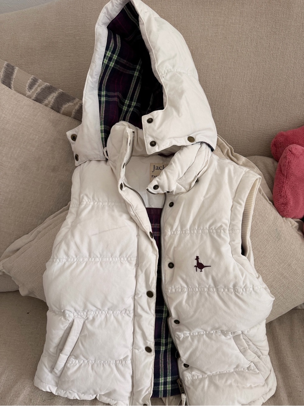 Jack Wills White Duck Down Gilet 2000s/Y2K